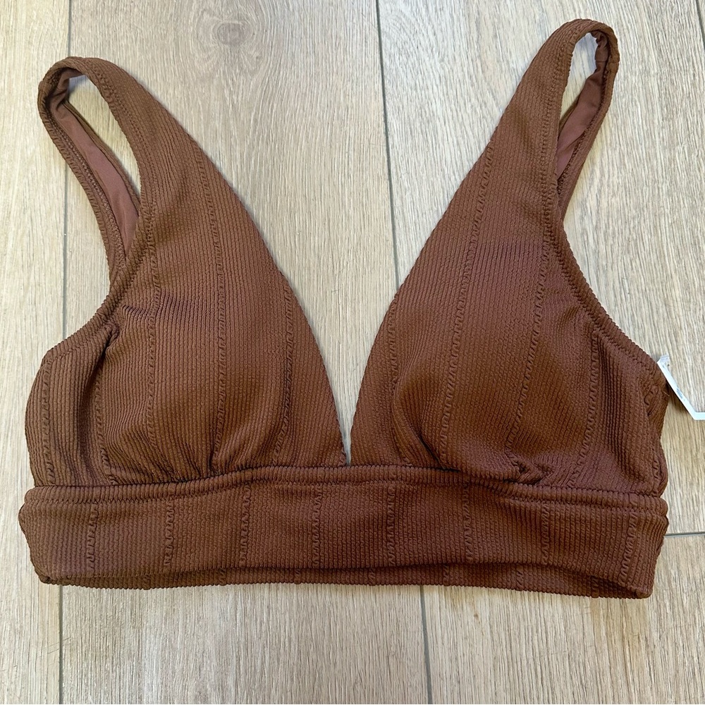 Aerie Brown Triangle Bikini Top with Wide Straps
